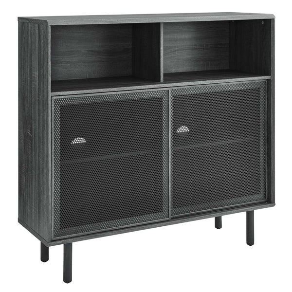 Modway Furniture Kurtis 47" Display Cabinet - Modern Industrial Storage Solution with Metal Mesh Doors and Shelves Charcoal EEI-6237-CHA