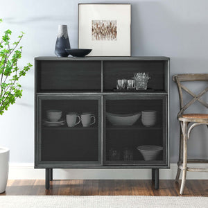 Modway Furniture Kurtis 47" Display Cabinet - Modern Industrial Storage Solution with Metal Mesh Doors and Shelves Charcoal EEI-6237-CHA