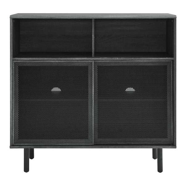 Modway Furniture Kurtis 47" Display Cabinet - Modern Industrial Storage Solution with Metal Mesh Doors and Shelves Charcoal EEI-6237-CHA