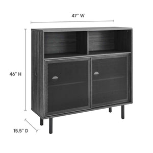 Modway Furniture Kurtis 47" Display Cabinet - Modern Industrial Storage Solution with Metal Mesh Doors and Shelves Charcoal EEI-6237-CHA
