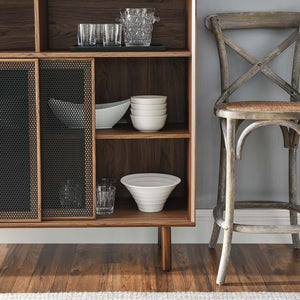 Modway Furniture Kurtis 47" Display Cabinet - Modern Industrial Storage Solution with Metal Mesh Doors and Shelves Walnut EEI-6237-WAL