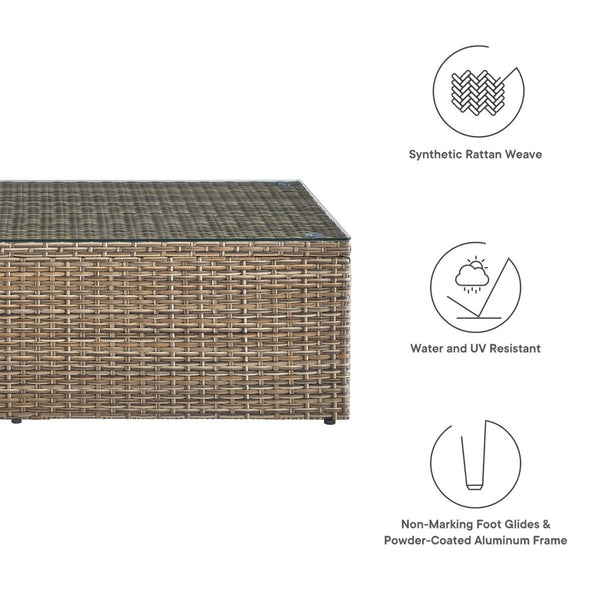 Modway Furniture Convene Outdoor Patio Coffee Table - Stylish, All-Weather Rattan Design for Modern Spaces, Brown EEI-6239