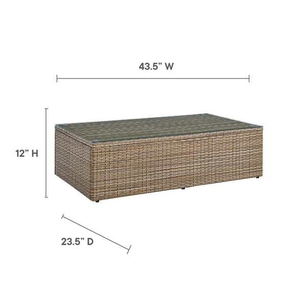 Modway Furniture Convene Outdoor Patio Coffee Table - Stylish, All-Weather Rattan Design for Modern Spaces, Brown EEI-6239