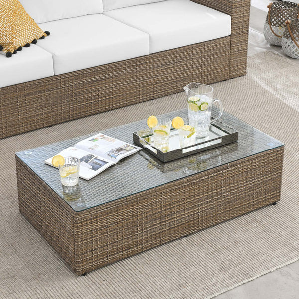 Modway Furniture Convene Outdoor Patio Coffee Table - Stylish, All-Weather Rattan Design for Modern Spaces, Brown EEI-6239