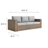 Modway Furniture Convene Outdoor Patio Outdoor Patio Sofa Cappuccino Gray 35 x 88.5 x 25.5