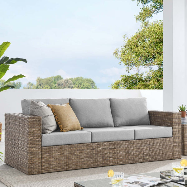 Modway Furniture Convene Outdoor Patio Sofa by Modway - Durable, Weather-Resistant Comfort for All Your Gatherings Cappuccino Gray EEI-6245-CAP-GRY
