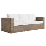 Modway Furniture Convene Outdoor Patio Outdoor Patio Sofa Cappuccino White 35 x 88.5 x 25.5