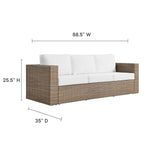 Modway Furniture Convene Outdoor Patio Outdoor Patio Sofa Cappuccino White 35 x 88.5 x 25.5