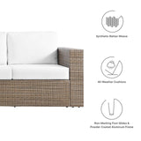 Modway Furniture Convene Outdoor Patio Outdoor Patio Sofa Cappuccino White 35 x 88.5 x 25.5