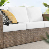 Modway Furniture Convene Outdoor Patio Outdoor Patio Sofa Cappuccino White 35 x 88.5 x 25.5