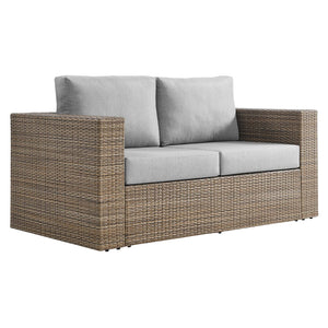 Modway Furniture Convene Outdoor Patio Outdoor Patio Loveseat Cappuccino Gray 35 x 63.5 x 25.5