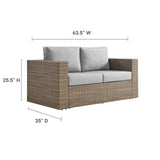 Modway Furniture Convene Outdoor Patio Outdoor Patio Loveseat Cappuccino Gray 35 x 63.5 x 25.5