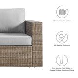 Modway Furniture Convene Outdoor Patio Outdoor Patio Loveseat Cappuccino Gray 35 x 63.5 x 25.5