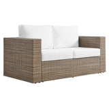 Modway Furniture Convene Outdoor Patio Outdoor Patio Loveseat Cappuccino White 35 x 63.5 x 25.5