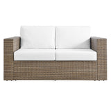 Modway Furniture Convene Outdoor Patio Outdoor Patio Loveseat Cappuccino White 35 x 63.5 x 25.5