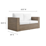 Modway Furniture Convene Outdoor Patio Outdoor Patio Loveseat Cappuccino White 35 x 63.5 x 25.5