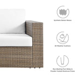 Modway Furniture Convene Outdoor Patio Outdoor Patio Loveseat Cappuccino White 35 x 63.5 x 25.5