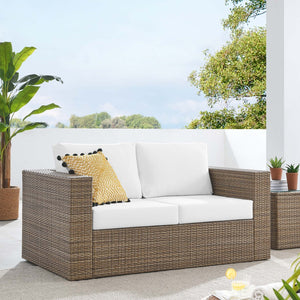 Modway Furniture Convene Outdoor Patio Loveseat - Stylish Two-Seater Sofa, Weather-Resistant Cushions, Easy Setup! EEI-6246-CAP-WHI