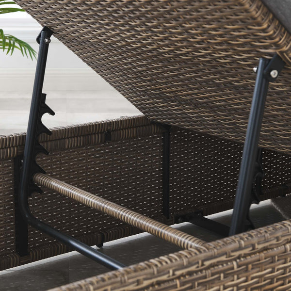 Modway Furniture Convene Outdoor Chaise Lounge Chair – Durable All-Weather Rattan, Plush Cushions for Ultimate Comfort Cappuccino Gray EEI-6247-CAP-GRY