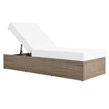 Modway Furniture Convene Outdoor Patio Outdoor Patio Chaise Lounge Chair Cappuccino White 77 x 30 x 17.5