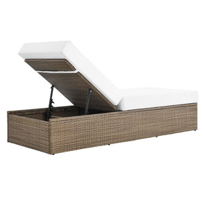 Modway Furniture Convene Outdoor Chaise Lounge Chair – Durable All-Weather Rattan, Plush Cushions for Ultimate Comfort Cappuccino White EEI-6247-CAP-WHI