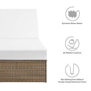 Modway Furniture Convene Outdoor Chaise Lounge Chair – Durable All-Weather Rattan, Plush Cushions for Ultimate Comfort Cappuccino White EEI-6247-CAP-WHI