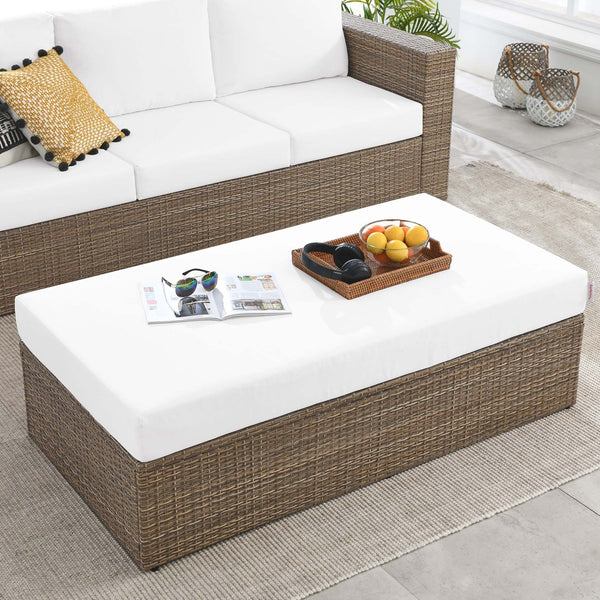Modway Furniture Convene Outdoor Rectangle Ottoman - Stylish, Durable, All-Weather Seating & Coffee Table for Patios EEI-6248-CAP-WHI