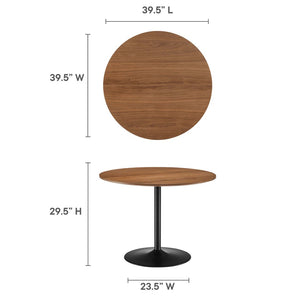 Modway Furniture Amuse 40" Round Dining Table - Modern Mid-Century Pedestal Design for Stylish Dining Spaces Black Walnut EEI-6249-BLK-WAL