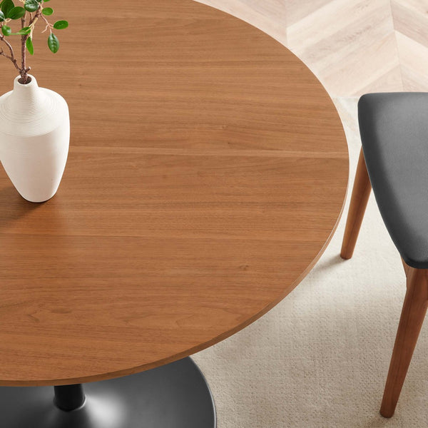 Modway Furniture Amuse 40" Round Dining Table - Modern Mid-Century Pedestal Design for Stylish Dining Spaces Black Walnut EEI-6249-BLK-WAL