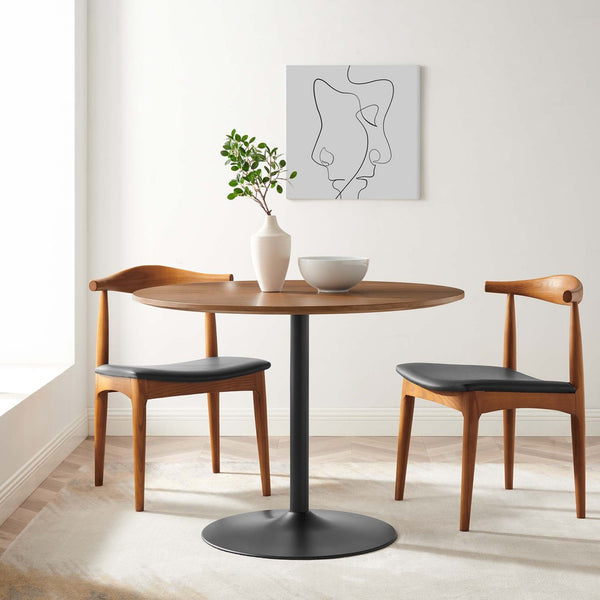 Modway Furniture Amuse 40" Round Dining Table - Modern Mid-Century Pedestal Design for Stylish Dining Spaces Black Walnut EEI-6249-BLK-WAL