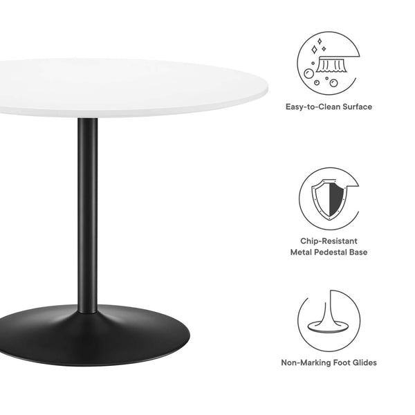 Modway Furniture Amuse 40" Round Dining Table - Modern Mid-Century Pedestal Design for Stylish Dining Spaces Black White EEI-6249-BLK-WHI