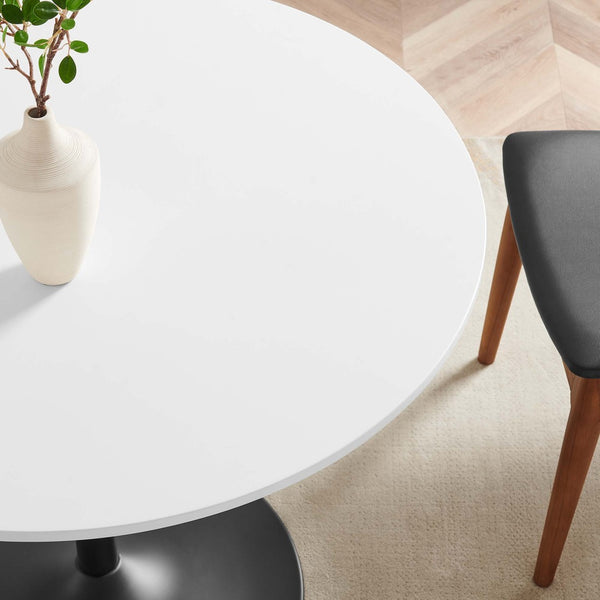 Modway Furniture Amuse 40" Round Dining Table - Modern Mid-Century Pedestal Design for Stylish Dining Spaces Black White EEI-6249-BLK-WHI