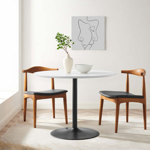 Modway Furniture Amuse 40" Round Dining Table - Modern Mid-Century Pedestal Design for Stylish Dining Spaces Black White EEI-6249-BLK-WHI