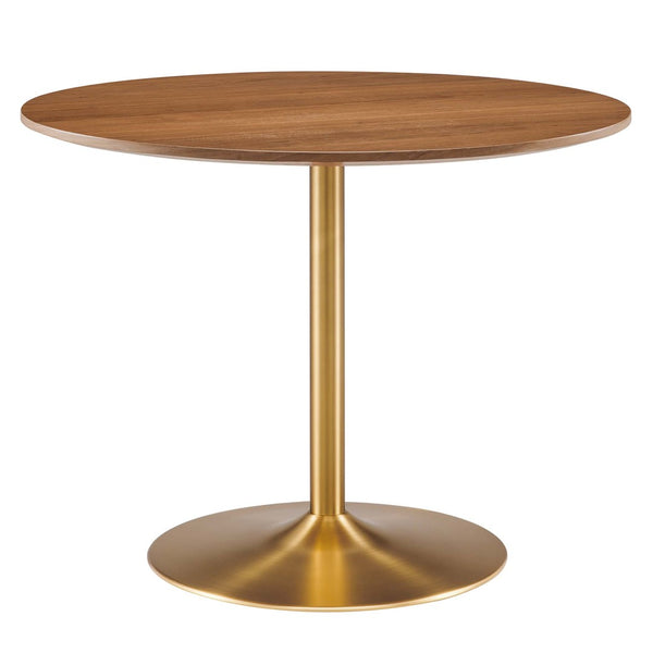 Modway Furniture Amuse 40" Round Dining Table - Modern Mid-Century Pedestal Design for Stylish Dining Spaces Gold Walnut EEI-6249-GLD-WAL