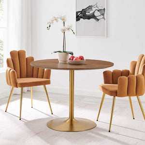 Modway Furniture Amuse 40" Round Dining Table - Modern Mid-Century Pedestal Design for Stylish Dining Spaces Gold Walnut EEI-6249-GLD-WAL