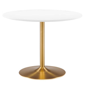 Modway Furniture Amuse 40" Round Dining Table - Modern Mid-Century Pedestal Design for Stylish Dining Spaces Gold White EEI-6249-GLD-WHI