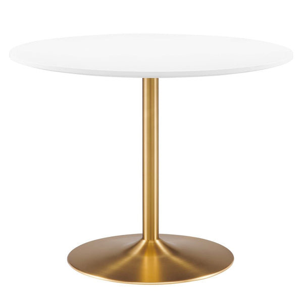 Modway Furniture Amuse 40" Round Dining Table - Modern Mid-Century Pedestal Design for Stylish Dining Spaces Gold White EEI-6249-GLD-WHI