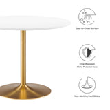 Modway Furniture Amuse 40" Dining Table Gold White 39.5 x 39.5 x 29.5