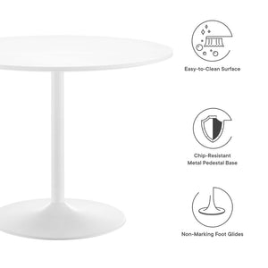 Modway Furniture Amuse 40" Round Dining Table - Modern Mid-Century Pedestal Design for Stylish Dining Spaces White White EEI-6249-WHI-WHI