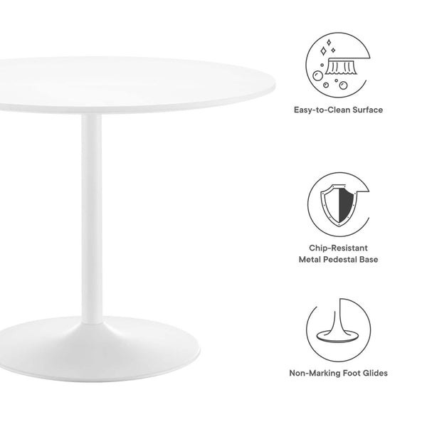 Modway Furniture Amuse 40" Round Dining Table - Modern Mid-Century Pedestal Design for Stylish Dining Spaces White White EEI-6249-WHI-WHI