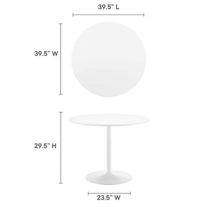 Modway Furniture Amuse 40" Round Dining Table - Modern Mid-Century Pedestal Design for Stylish Dining Spaces White White EEI-6249-WHI-WHI