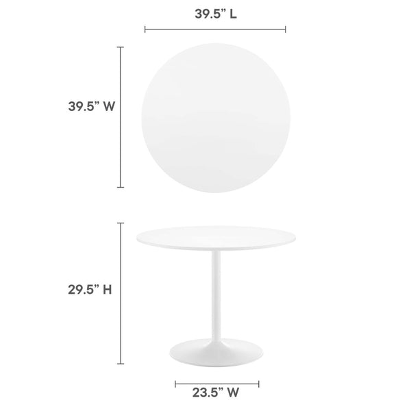 Modway Furniture Amuse 40" Round Dining Table - Modern Mid-Century Pedestal Design for Stylish Dining Spaces White White EEI-6249-WHI-WHI