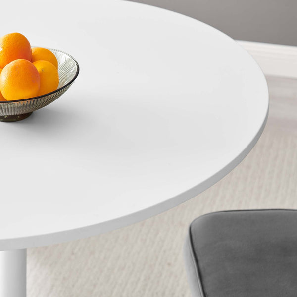 Modway Furniture Amuse 40" Round Dining Table - Modern Mid-Century Pedestal Design for Stylish Dining Spaces White White EEI-6249-WHI-WHI