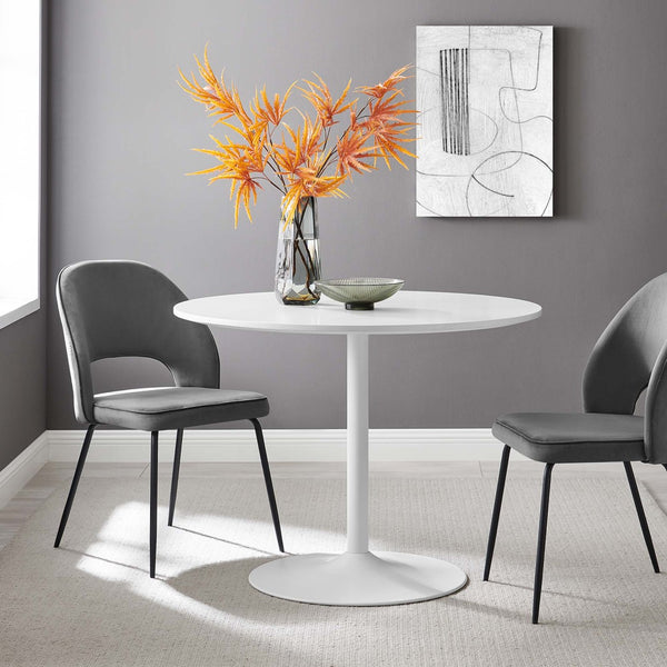 Modway Furniture Amuse 40" Round Dining Table - Modern Mid-Century Pedestal Design for Stylish Dining Spaces White White EEI-6249-WHI-WHI