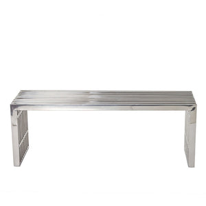 Modway Furniture Gridiron Medium Stainless Steel Bench - Stylish Seating for Modern Living & Commercial Spaces EEI-625-SLV