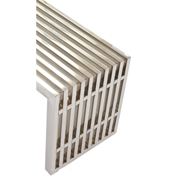 Modway Furniture Gridiron Medium Stainless Steel Bench - Stylish Seating for Modern Living & Commercial Spaces EEI-625-SLV