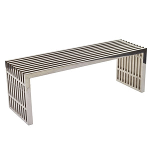 Modway Furniture Gridiron Medium Stainless Steel Bench - Stylish Seating for Modern Living & Commercial Spaces EEI-625-SLV