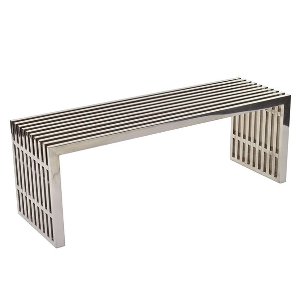 Modway Furniture Gridiron Medium Stainless Steel Bench - Stylish Seating for Modern Living & Commercial Spaces EEI-625-SLV