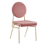 Modway Furniture Craft Performance Velvet Dining Side Chair Gold Dusty Rose 22 x 18.5 x 35.5