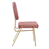 Modway Furniture Craft Performance Velvet Dining Side Chair Gold Dusty Rose 22 x 18.5 x 35.5